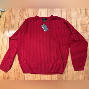 VTG Geoffrey Beene V-Neck Cashmere Blend Red Sweater for Men
